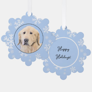 Golden Retriever Painting - Cute Original Dog Art Ornament Card