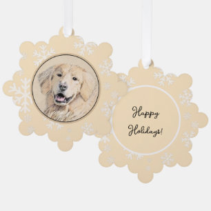 Golden Retriever Painting - Cute Original Dog Art Ornament Card