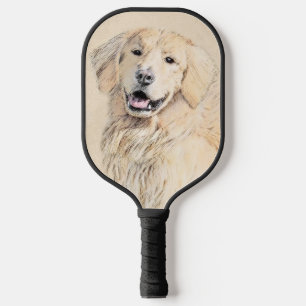 Golden Retriever Painting - Cute Original Dog Art Pickleball Paddle