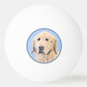 Golden Retriever Painting - Cute Original Dog Art Ping Pong Ball