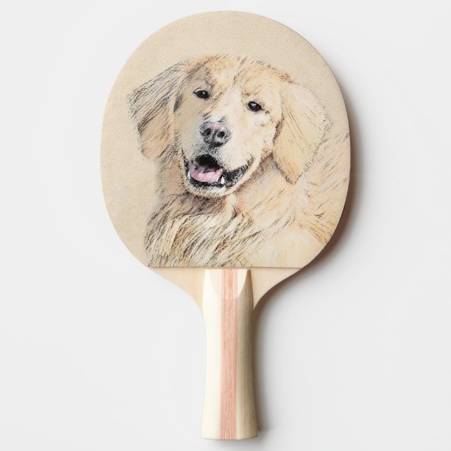 Golden Retriever Painting - Cute Original Dog Art Ping Pong Paddle (Front)