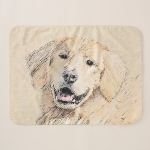 Golden Retriever Painting - Cute Original Dog Art Sherpa Blanket