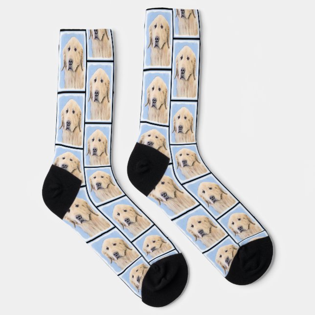 Golden Retriever Painting Cute Original Dog Art Socks (Right)