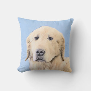 Golden Retriever Painting - Cute Original Dog Art Throw Pillow