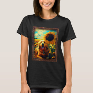 Golden Retriever Painting Sunflower Flower Mom Wom T-Shirt