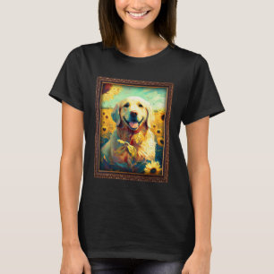 Golden Retriever Painting Sunflower Flower Mom Wom T-Shirt