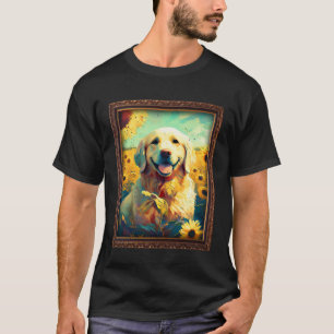 Golden Retriever Painting Sunflower Flower Mom Wom T-Shirt