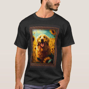 Golden Retriever Painting Sunflower Flower Mom Wom T-Shirt