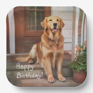 Golden Retriever Paper Plate