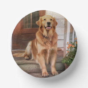 Golden Retriever Paper Plate