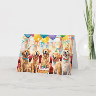 Golden Retriever Party Birthday Card