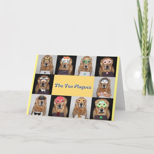 Golden Retriever Passover Plagues Card (Front)