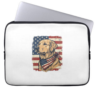 Golden Retriever Patriotic Vintage Vector Design_1 Laptop Sleeve
