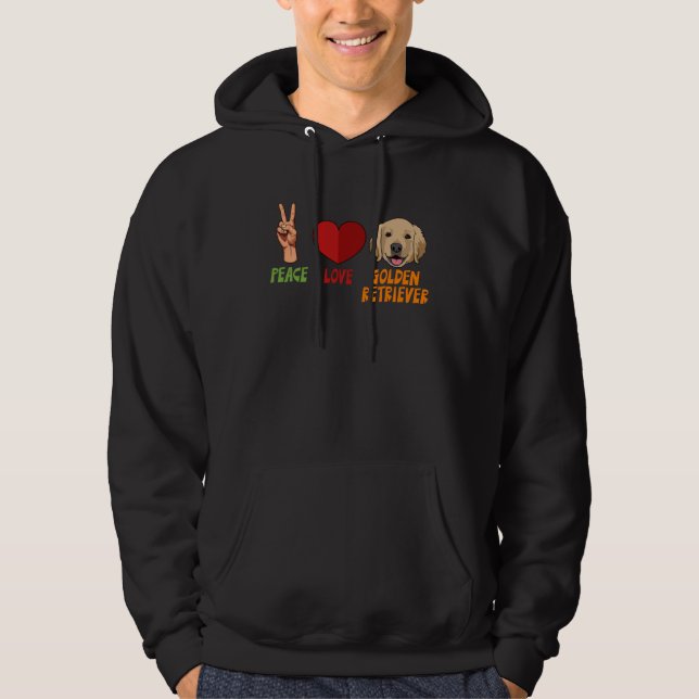 Golden Retriever Peace Love Unity Heart Truce Pets Hoodie (Front)
