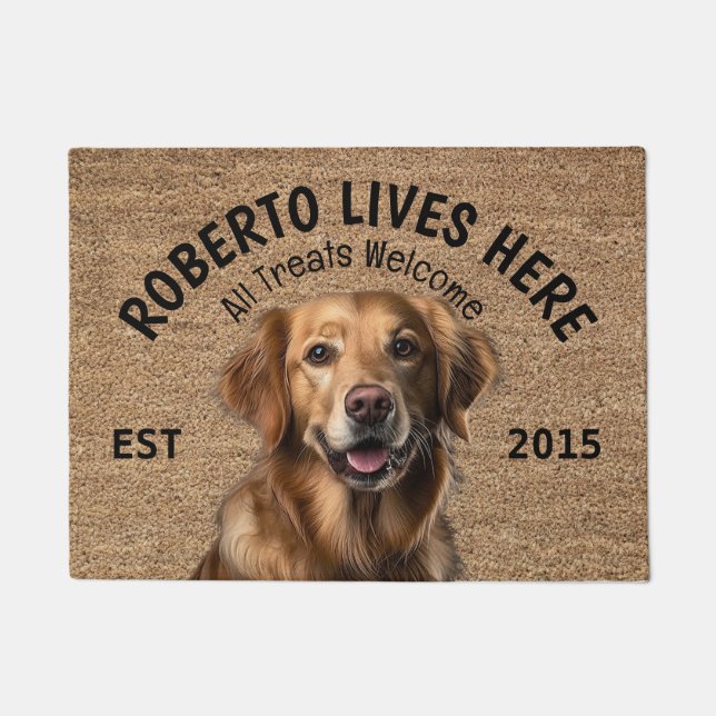 Golden Retriever Personalized Dog Lover Doormat (Front)
