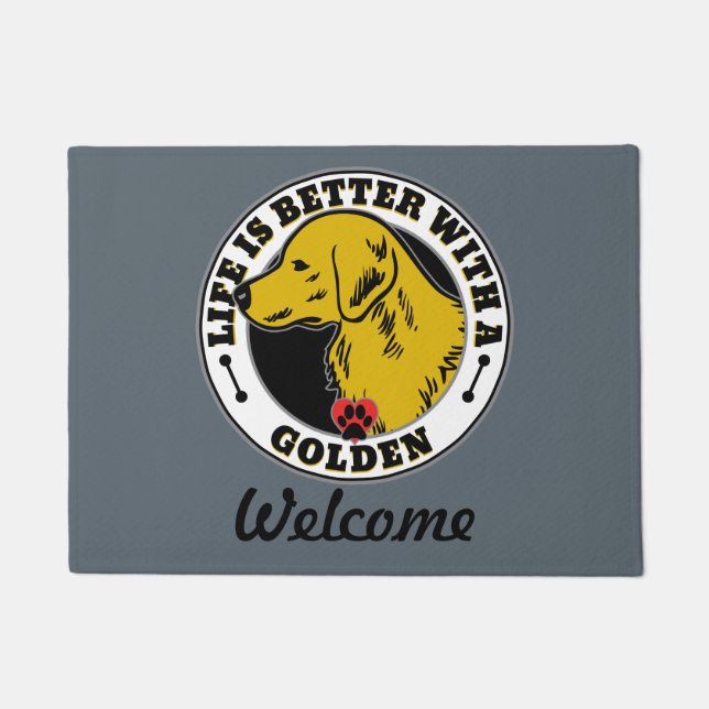 Golden Retriever Personalized Life Is Better Doormat (Front)