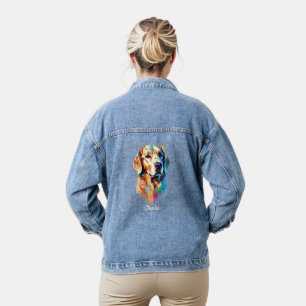 Golden Retriever Personalized Watercolor Art Denim Jacket