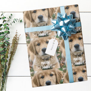 Golden Retriever Pet Custom Pet Photo and Name Wrapping Paper