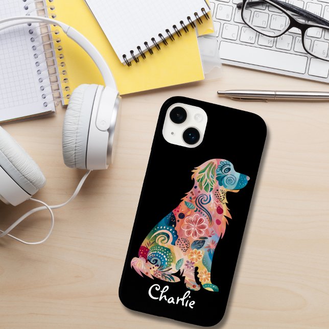 Golden Retriever Pet Dog Abstract Flowers Custom Case-Mate iPhone Case (Creator Uploaded)