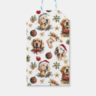 Golden Retriever Pet Dog Christmas Pattern Gift Tags