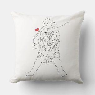 Golden Retriever Pet Line Art with Name Throw Pillow