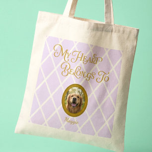 Golden Retriever Photo Tote Bag Custom Name
