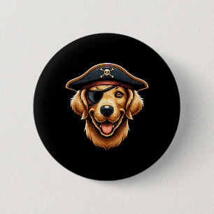 Golden Retriever Pirate Dog Halloween Party 2 Inch Round Button