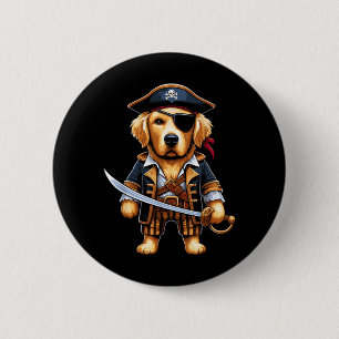 Golden Retriever Pirate Dog Halloween Party 2 Inch Round Button