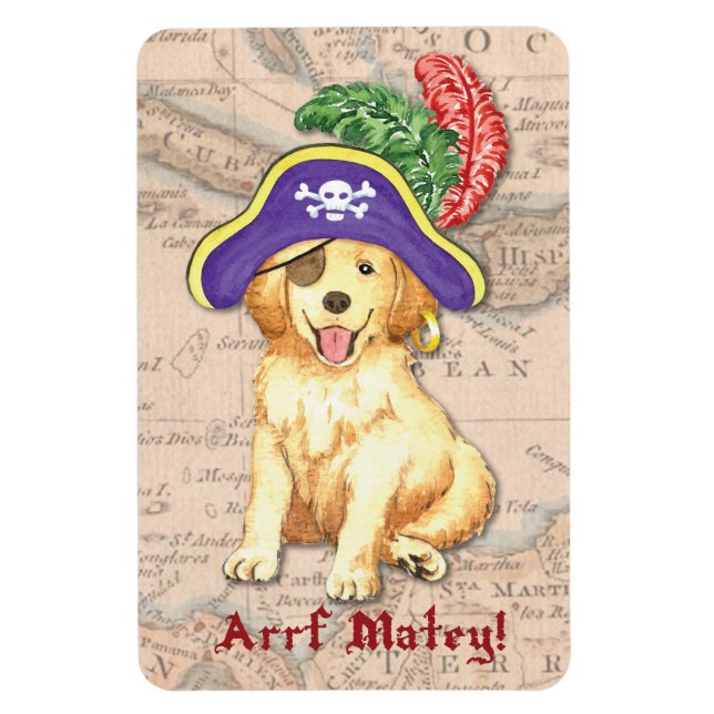 Golden Retriever Pirate Magnet (Vertical)