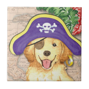 Golden Retriever Pirate Tile