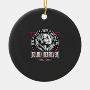 Golden Retriever Plans Dog Badge Design Ceramic Ornament
