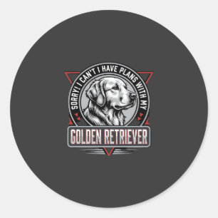 Golden Retriever Plans Dog Badge Design Classic Round Sticker