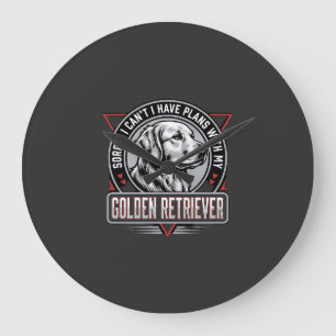 Golden Retriever Plans Dog Badge Design Large Clock