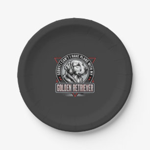 Golden Retriever Plans Dog Badge Design Paper Plate