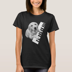 Golden Retriever Playing Piano Pianist Dog Lover T-Shirt