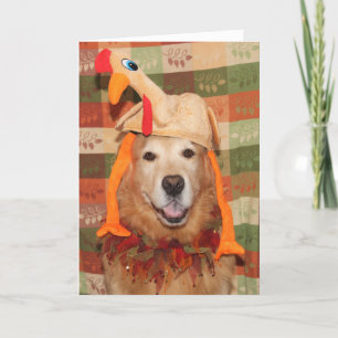 Golden Retriever Plucking Perfect Thanksgiving Card