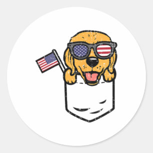 Golden Retriever Pocket American Usa 4th Of July F Classic Round Sticker
