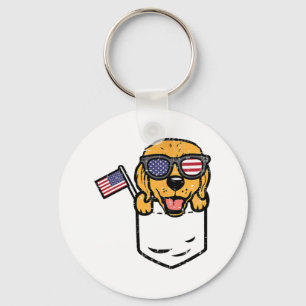 Golden Retriever Pocket American Usa 4th Of July F Keychain