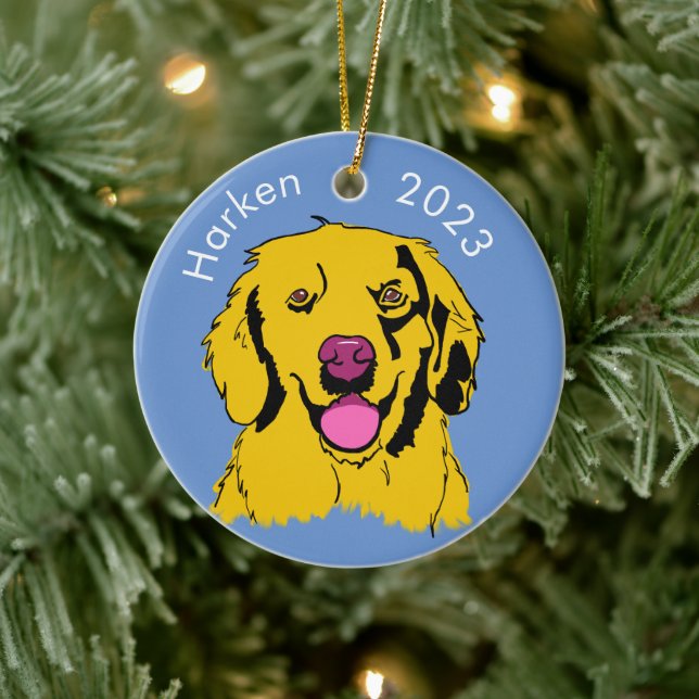 Golden Retriever Pop Art Ceramic Ornament (Tree)