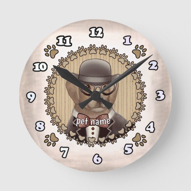 Golden Retriever portant des lunettes Horloge (Recto)