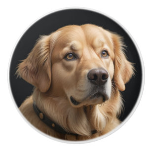 Golden Retriever Portrait Ceramic Knob