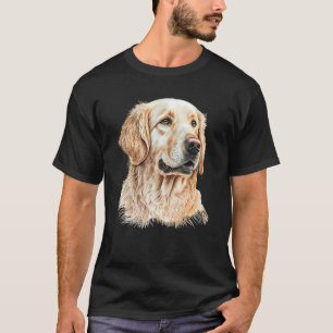 Golden Retriever Portrait Hand Drawn Art Dog Lover T-Shirt