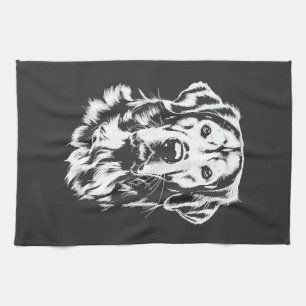 Golden Retriever Portrait  Minimalist Apparel Kitchen Towel