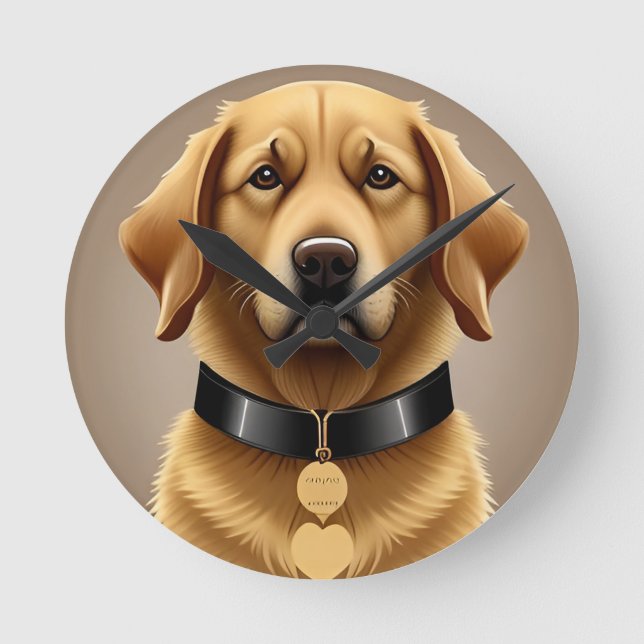 Golden Retriever Portrait  Round Clock (Front)