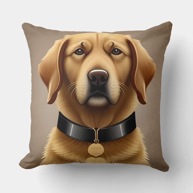 Golden Retriever Portrait  Throw Pillow (Front)