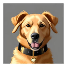 Golden Retriever Portrait Wearing Black Collar
