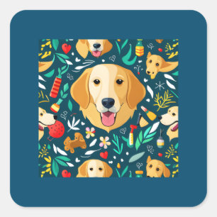 Golden Retriever postcard Square Sticker