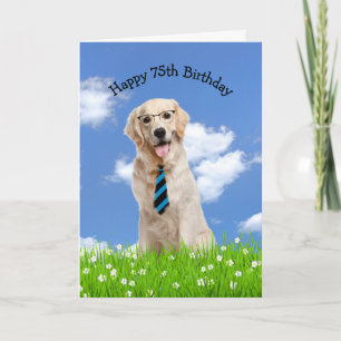 Golden Retriever pour la carte d'anniversaire 75e