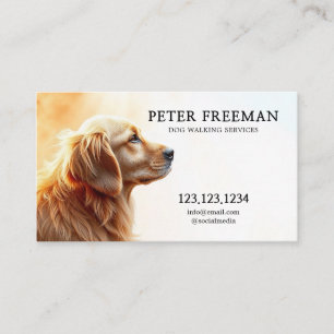 Golden Retriever Profile Sunset Hues Dog Walking Business Card