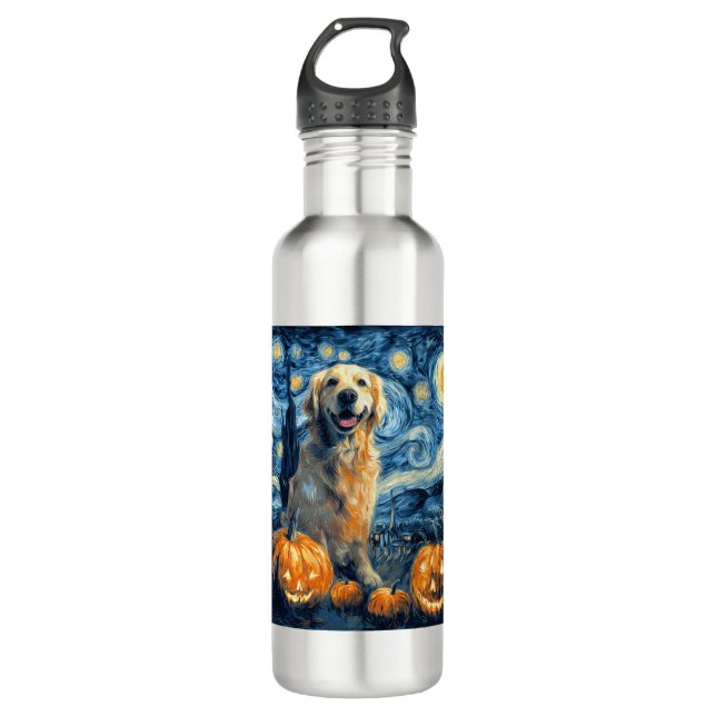 Golden Retriever Pumpkin Starry Night Dog Mom Van  710 Ml Water Bottle (Front)
